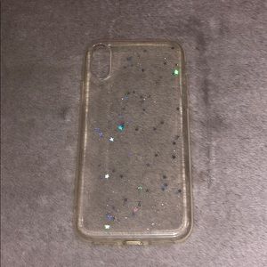 Clear Iphone X case with glittered stars